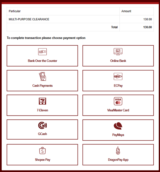 NBI clearance payment options